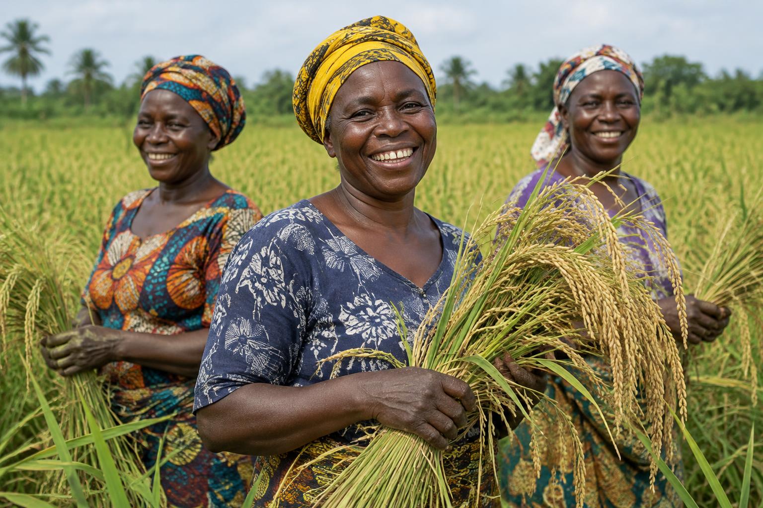 Illustration of women rice farmers in an Ogun State paddy field